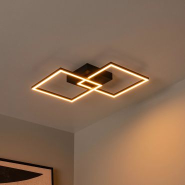Lucide Arianne - plafondlamp - 58 x 35,5 x 6,5 cm - 23W LED incl. - instelbare lichtkleur - zwart