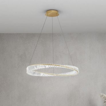 Nova Luce Aurelia - hanglamp - Ø 80 x 120 cm - 43W dimbare LED incl. - goud