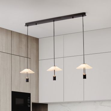Nova Luce Anafi - hanglamp - 100 x 200 x 22 cm - 24W LED incl. - zandzwart