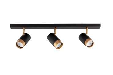 Nova Luce Pogno - opbouwspot 3L - 60 x 6 x 12,5 cm - zandzwart en goud