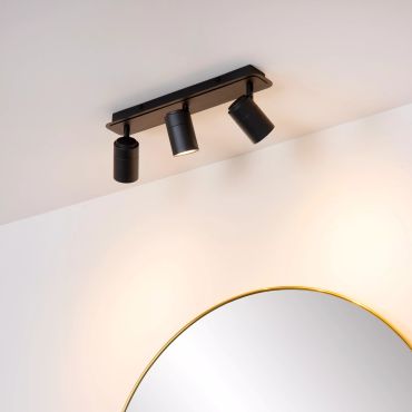 Lucide Lennert - opbouwspot 3L - 40 x 7 x 12,5 cm - 3 x 5W dimbare LED incl. - IP44 - zwart