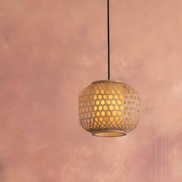 Nova Luce Asma - hanglamp - Ø 25 x 150 cm - rotan en zandzwart