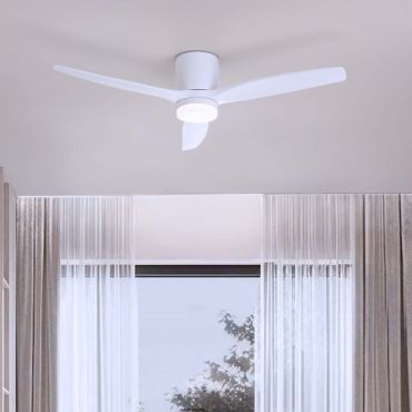 Nova Luce Aloa - plafondventilator met licht en afstandsbediening - Ø 132 x 27,5 cm - 18W LED incl. - zandwit en wit hout