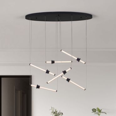 Nova Luce Stalactite - hanglamp - 120 x 250 x 43 cm - 36W dimbare LED incl. - zandzwart