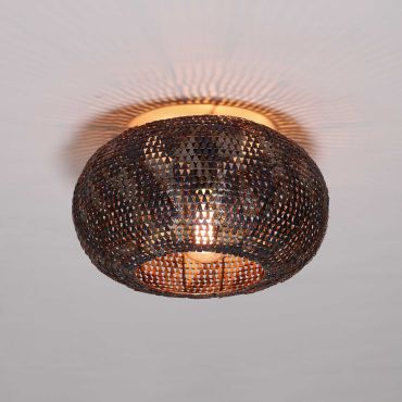 Vico Armor - plafondlamp - Ø 40 x 20 cm - zwart bruin