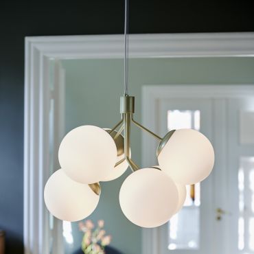 Nordlux Ivona - hanglamp - 62 x 62 x 247 cm - opaal en messing