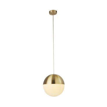 Searchlight Endor - hanglamp - Ø 25 x 150 cm - satijn messing en opaal wit