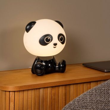 Lucide Dodo Pandabeer - kinderlamp - 26 cm - 3W dimbare LED incl. - zwart en wit