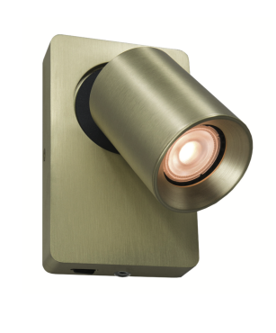 Artdelight Megano - wandverlichting met schakelaar - 10 x 12 x 16 cm - mat goud