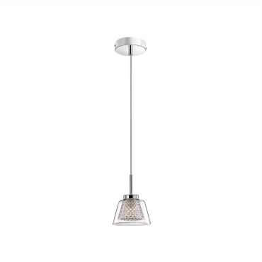 Nova Luce Boccale - hanglamp - Ø 12 x 120 cm - chroom en transparant