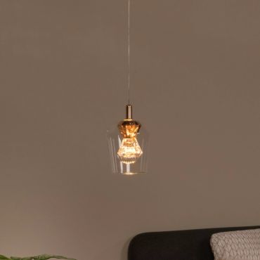 Lucide Berliane - hanglamp - Ø 13 x 164,5 cm - 4W dimbare LED incl. - transparant en goud