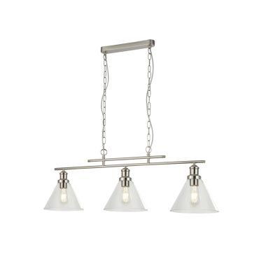 Searchlight Pyramid - hanglamp - 95 x 23 x 87 cm - satijn zilver