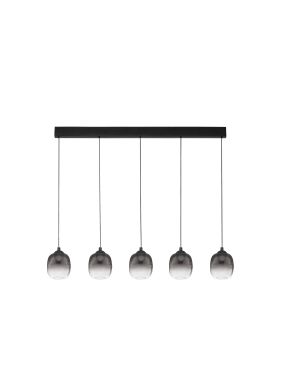 Nova Luce Kita - hanglamp - 102 x 120 x 12 cm - 28W dimbare LED incl. - zandzwart en rokerig glas