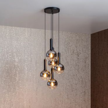 Lucide Marius - hanglamp - Ø 55 x 150 cm - gerookt zwart