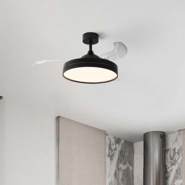 Nova Luce Nevma - plafondventilator met licht en afstandsbediening - Ø 107 x 49 cm - 36W LED incl. - mat zwart