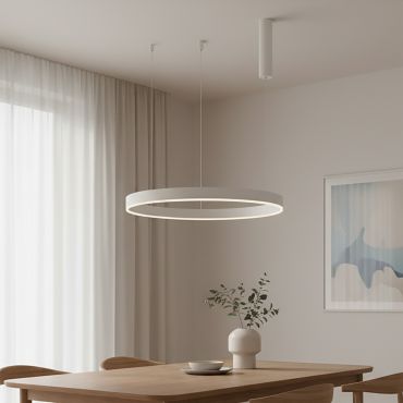 Nova Luce Motif - hanglamp - Ø 60 x 120 cm - 40W dimbare LED incl. - zandwit
