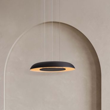 Nova Luce Epos - hanglamp - Ø 40 x 145 cm - 24W dimbare LED incl. - zandzwart en wit