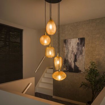 Vico Pattern Stepped - hanglamp - Ø 40 x 180 cm - amber