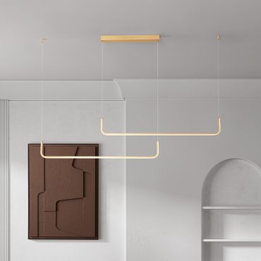 Nova Luce Strita - hanglamp -  150 x 120 cm - 40W dimbare LED incl. - messing goud