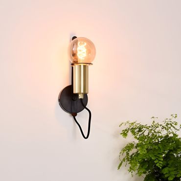 Lucide Malcolm - wandverlichting - 10 x 19 x 28 cm - zwart en messing
