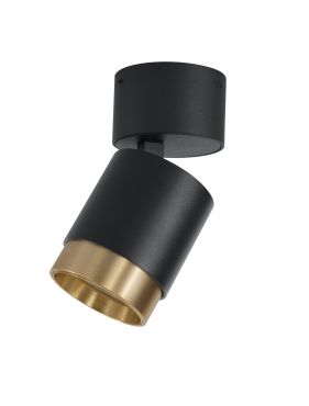 Nova Luce Spectre - opbouwspot - Ø 6,5 x 12 cm - 10W LED incl. - instelbare lichtbundel - zwart/goud