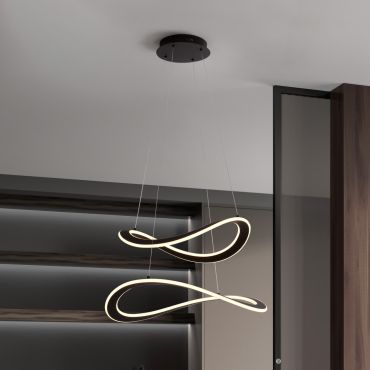 Nova Luce Celestia - hanglamp -  Ø 60 x 120 cm - 87W dimbare LED incl. - zwart