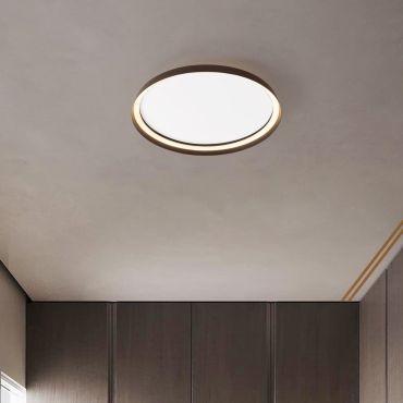 Nova Luce Ormi - plafondlamp - Ø 60 x 7 cm - 48W dimbare LED incl. - geborsteld koffiebruin