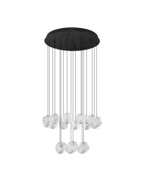 Nova Luce Ifos - hanglamp - Ø 60 x 210 cm - 87W dimbare LED incl. - zandzwart en chroomkleurig metaal