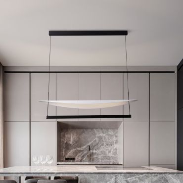 Nova Luce Diona - hanglamp - 120 x 160 x 30 cm - 81W dimbare LED incl. - zandzwart en wit