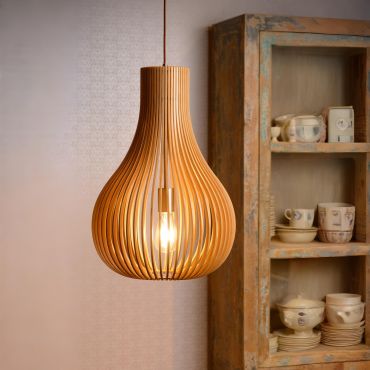 Lucide Bodo - hanglamp - Ø 38 x 195 cm - hout