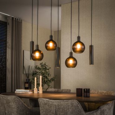 Vico Sfera - hanglamp - 100 x 20 x 150 cm - sienna bruin-frosted