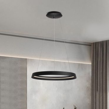 Nova Luce Ormi - hanglamp - Ø 60 x 150 cm - 52W dimbare LED incl. - zandzwart
