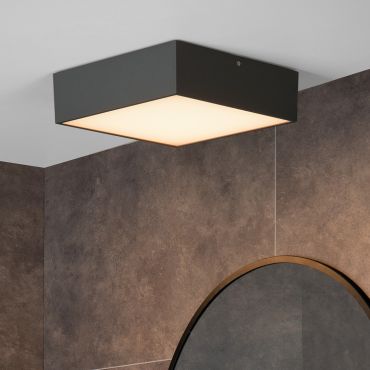 Lucide Roxane - plafondverlichting - 24 x 24 x 7,1 cm - 10W LED incl. - IP54 - antraciet