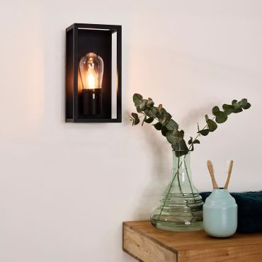 Lucide Carlyn - wandverlichting - 12,6 x 12,5 x 25 cm - IP54 - zwart