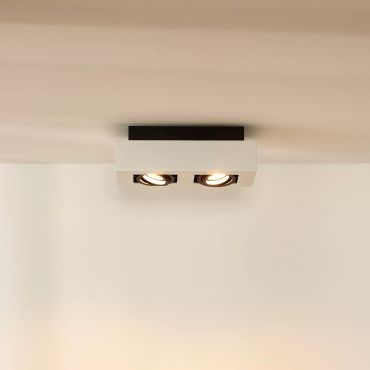 Lucide Xirax - opbouwspot - 25 x 14 x 8,8 cm - 2 x 5W dimbare LED incl. - dim to warm - wit