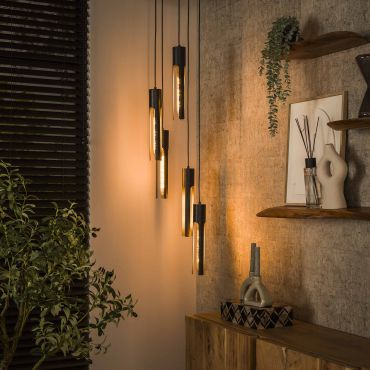 Vico Tube - hanglamp - 180 cm - zwart