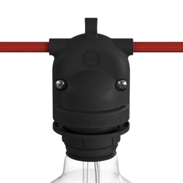 Creative Cables Eiva 2-way - siliconen kabelhouder voor E27 fitting - Ø 6 x 7,5 cm - IP65 - zwart