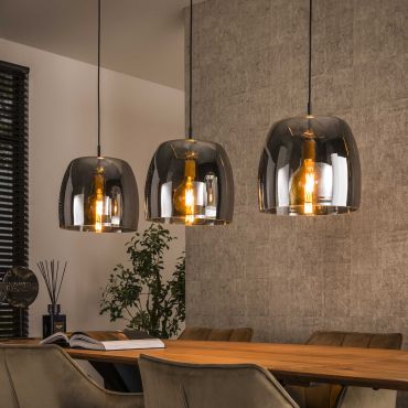 Vico Drift Glass - hanglamp - 145 x 35 x 150 cm - gerookt glas