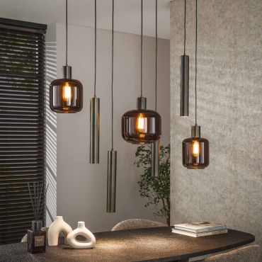 Vico Bronza - hanglamp - 105 x 35 x 150 cm - sienna bruin en brons