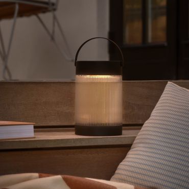 Nordlux Coupar Solar - draagbare tafellamp op zonne-energie met USB-poort - Ø 14 x 22 cm - 3 stappen dimbare - 3,2W LED incl. - IP44 - zwart