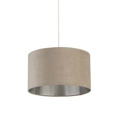 Searchlight Velvet Drum - lampenkap - Ø 38 x 22 cm - taupe en zilver