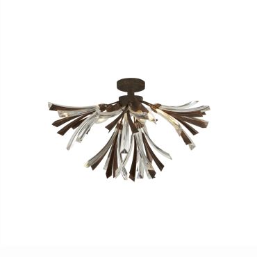 Searchlight Shake - plafondverlichting - Ø 66 x 41 cm - geborsteld zwart goud