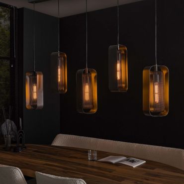 Vico Wilder 5L - hanglamp - 145 x 20 x 150 cm - artic zwart