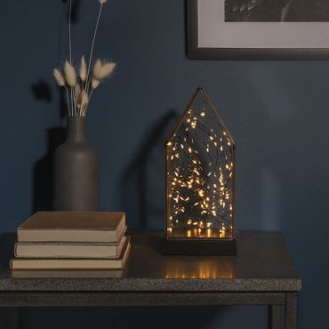 Konstsmide - decoratief glazen huisje - 11 x 11 x 24,5 cm - zwart