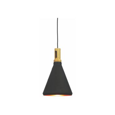 Artdelight Cornet - hanglamp - Ø 26 x 176 cm - zwart en goud
