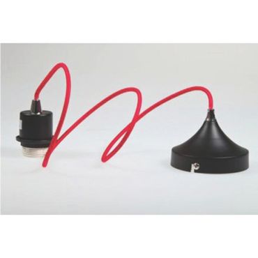 Artdelight Iron - hanglamp - Ø 12 x 120 cm - zwart en rood