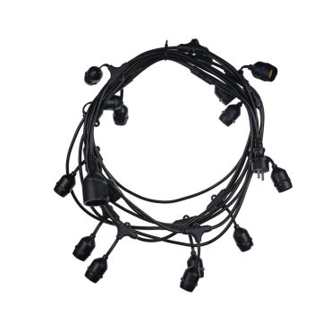 Century Italia Fiesta - 9,27m lichtslinger waarvan 0,6m snoer - 15 x E27 (excl.) - IP44 - zwart