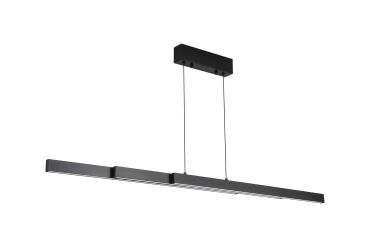 Searchlight Linear LED - hanglamp - 95-150 x 18 x 150 cm - 39W dimbare LED incl. - instelbare lichtkleur - zwart
