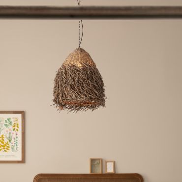 Nova Luce Hay - hanglamp - Ø 61 x 200 cm - natuurlijk zeegras en zwart