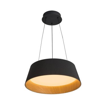VK Lighting Aelia - hanglamp - Ø 46 x 150 cm - 30W dimbare LED incl. - zwart en hout